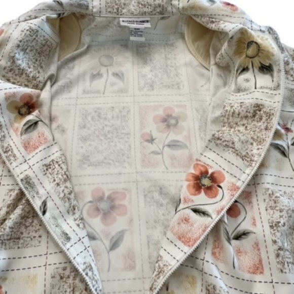 Alfred Dunner Jacket 16WP Floral Zip Up Lightweight Sunflower Beaded COTTAGECORE - Picture 4 of 10